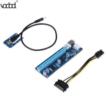 3.0 Mini 40 cm PCI-E 16PIN į PCIe Riser Card PCI Express 1x iki 16x Extender Adapter su SATA Maitinimo Kabelis už BTC Miner Mėlyna