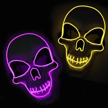 Neoninės Šviesos Iki Skeletas Baisu Kaukė LED Kaukolės Spindinčią Veido Kaukė Spalvinga Šviesos Siaubo Kaukė Baras Šalies Prekių