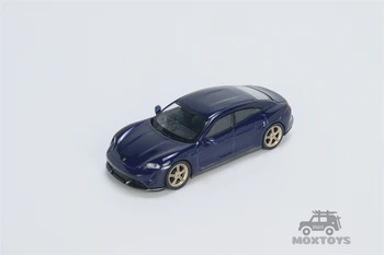 MINI GT 1:64 Taycan Turbo S Gencijonų Mėlyna Metallic LHD /RHD Diecast Modelio Automobilių