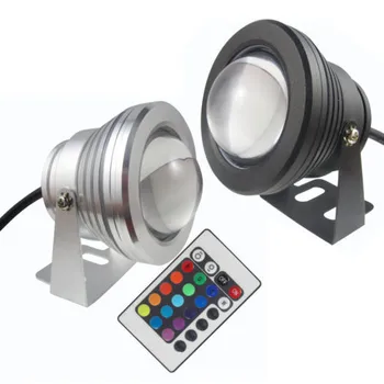 Karšto parduoti LED Povandeninis Vietoje Šviesos DC12V 10W RGB spalvingas Sodas, Baseinas, Tvenkinys Lempa + IR Kontrolės arba šaltai Balta Šilta