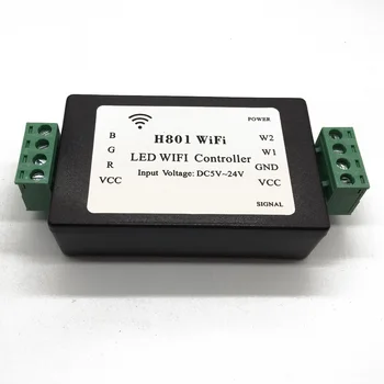 1pcs H801 WiFi;RGBW LED WIFI valdytojas;RGBW WiFi LED H801 Valdytojas;DC5-24V įvestis;4CH*4A produkcija