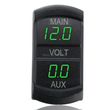 Dual Voltmeter Įtampos Battery Monitor LED Ekranas, Indikatorius 12V-24V Automobiliu Valtis Mėlyna, Raudona, Žalia Didmeninė prekyba & Lašas Laivas