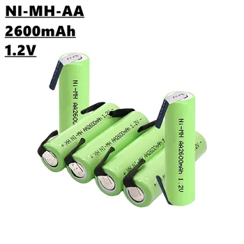 AA Ni-MH 2A įkraunamąją bateriją, 1.2 V, 2600mAh, suvirinimo gabalas, tinka elektrinį skustuvą, elektrinis dantų šepetėlis, ir tt