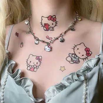 Sanrio Kawaii Hello Kitty Y2K Metalo Medžiagos Karoliai Mielas Mergaičių Retro Mados Minimalistinio Apykaklės Papuošalai Mergaitėms Ins Dovana