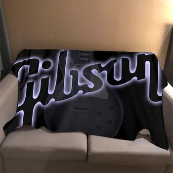 Gibson Gitara, Bosinė Logotipas Pledas Flanelė Patogi Antklodė Šilta Antklodė Tinkama Sofa-Lova Apima 