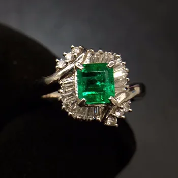 Fine Jewelry Nekilnojamojo Grynas Pt900 Aukso Kilmės Kolumbijos Smaragdas 0.895 ct Akmuo, Deimantai Juvelyriniai dirbiniai Moterų Žiedai moterims Bauda Žiedas