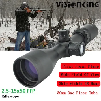 Visionking 2.5-15x50 FFP Snaiperis Riflescope Illuminatied Tinklelis Medžioklės Šaudymo .223 .30-06 .308 .338 Naktį Tikslas Optinės Akyse