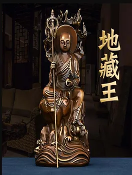 Vario Dizang karalius antikvariniai papuošalai Dizang Bodhissatu home office, papuošalai mažosioms gryno vario liepsna Tibeto Buda