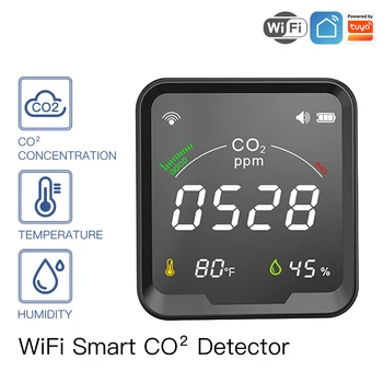 WiFi Tuya Smart CO2 Detektoriai, Temperatūros, Drėgmės, Oro Kokybės Detetor Anglies Dioksido Stebėti Metrų APP Kontrolės Home Office