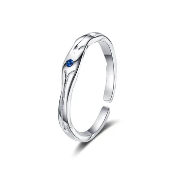 Paprasta Moteriška Mėlyna Cirkonis Raukšlių Žiedas Mados Vestuvių, Sužadėtuvių, Moterims, Elegantiškas