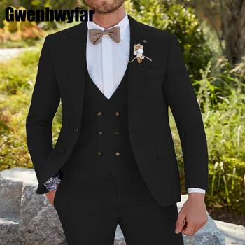 Gwenhwyfar 2023 Aukštos Kokybės Vyrų Kostiumas Reikalas Vyrų Drabužiai Vestuvių Tuxedos Groomsmen Dėvėti Slim Fit 3 Gabalus Kostiumai Hommes