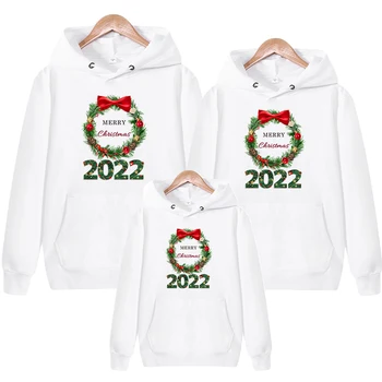 Kalėdų Megztiniai 2022 Linksmų Kalėdų Spausdinti Hoodies Mama ir Man Drabužius Kalėdų Džemperis Pora Šeimos Atitikimo Komplektus