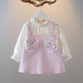 6-36M Pavasario Spausdinti Suknelės Mergaitėms Mielas Kūdikis Mergina Drabužių Mados Drabužiai Naujagimiams Princesė Vaikų Suknelė 2023