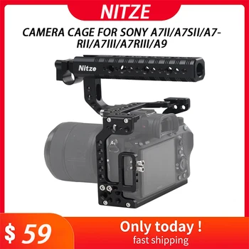 Nitze Cage Kit for Sony a7II / a7III Series, a9 su PE06 Kabelio laikiklis ir PA20 Rankena Viršuje Aliuminio Lydinio Vaizdo Kamera Narve
