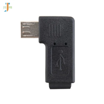 100vnt/daug Mini USB B Tipo moterį, Micro USB Vyrų 90 Laipsnių Kairėn, Dešinėn Kampinis Adapteris Juoda