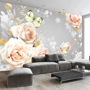 Beibehang Užsakymą tapetai 3d paprasta freskos high-end šiuolaikinės fantazijos rose pearl TV fono sienos dokumentų namų dekoro 3d tapetai