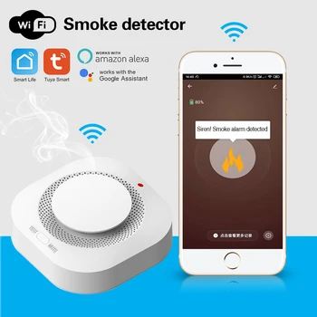 Tuya Zigbee /Wifi Dūmų Detektorius, Jutiklis, Priešgaisrinė 90DB Garso Signalą Smokehouse Derinys Priešgaisrinės Apsaugos Home Security Alexa, Google