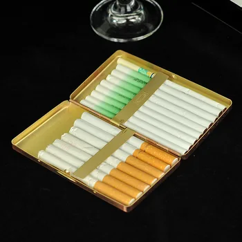 Naujas Žalvario Metalo Cigarečių Atveju Cigarečių Pakuotės Dėžutė Nešiojamas Kišenėje Laikymo Tabako Rūkymo Reikmenys Bauda Cigarečių Dovanų Dėžutėje