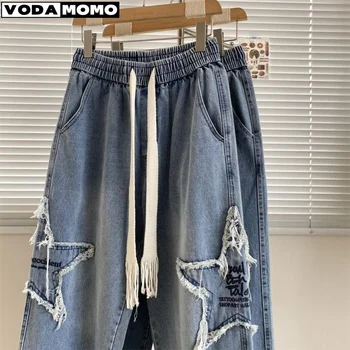 Baggy Jeans kišeniniai Kelnės Vyrai Džinsinio audinio krovinių Kelnės Plačios Kojos Ziajać vyriški Džinsai Laisvi Atsitiktinis Streetwear Hip-Hop Harajuku 2023